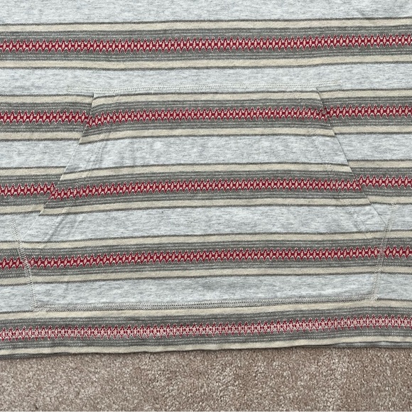 Lucky Brand Knit Wear Hoodie Large Gray & Red Stripe Pullover Casual Preppy Men - Picture 10 of 15